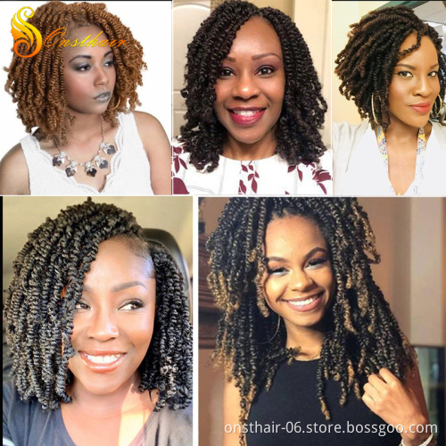 8inch Fluffy Spring Twist Crochet Hair Synthetic Crochet Braids Black Brown Ombre Braiding Hair 613 Blonde hair